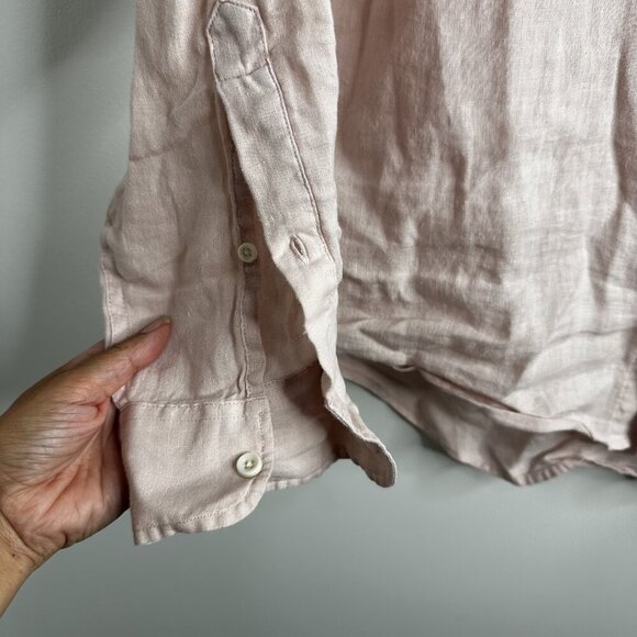 Taylor Stitch Shirt Mens 38 Pink Linen Long Sleeve Button Up Casual Lightweight - Picture 4 of 14